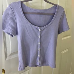 john galt purple button up tee